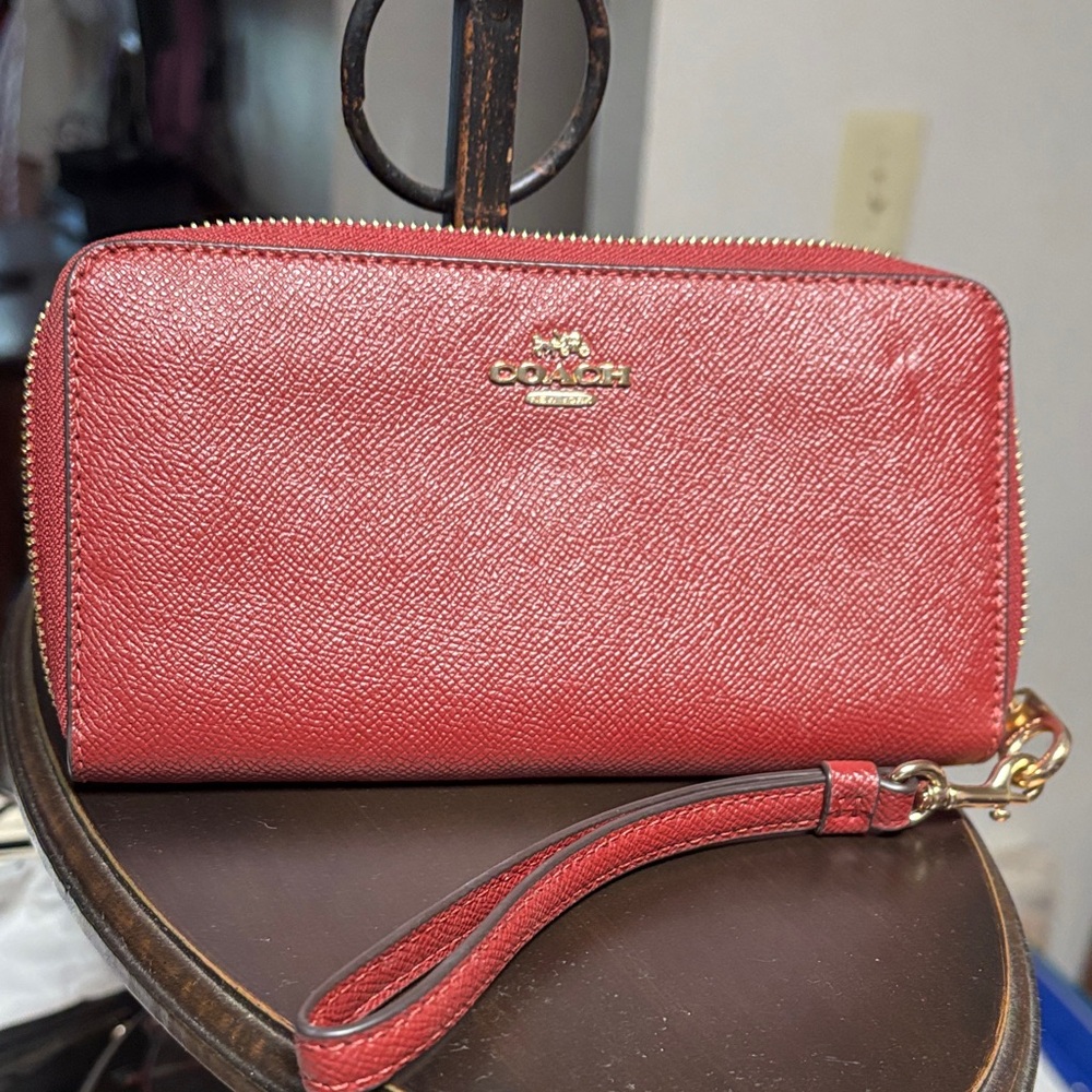Coach Red Leather Wristlet wallet   Like new